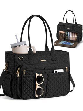 Stylish Teacher Tote Bag for Women, 15.6" Laptop Work & Computer Bag